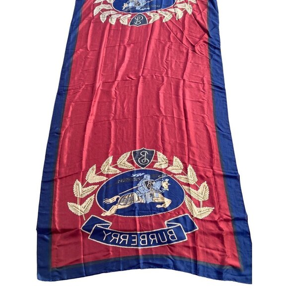 BURBERRY Multicolor "Prorsum Knight" Silk Scarf/Foulard Shawl  Approx. 36" X 70" - Picture 3 of 6